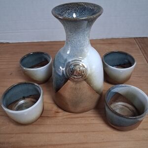 Vintage Robert Maxwell for Pottery Craft 5 Pc "Vino Decanter Set Carafe & 4 Cups